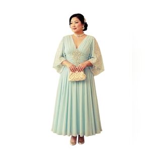 ✨ Rare Vintage Stanley Skylar Montreal Chiffon Gala Gown ✨ Teal Pearl Size 16